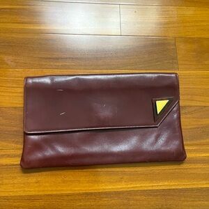 Elegant Burgundy Maroon Leather Clutch